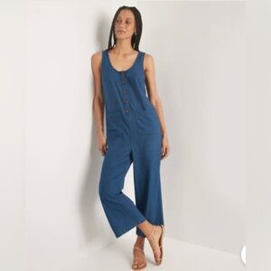 Marine Layer Sydney crop selvedge denim jumpsuit in indigo